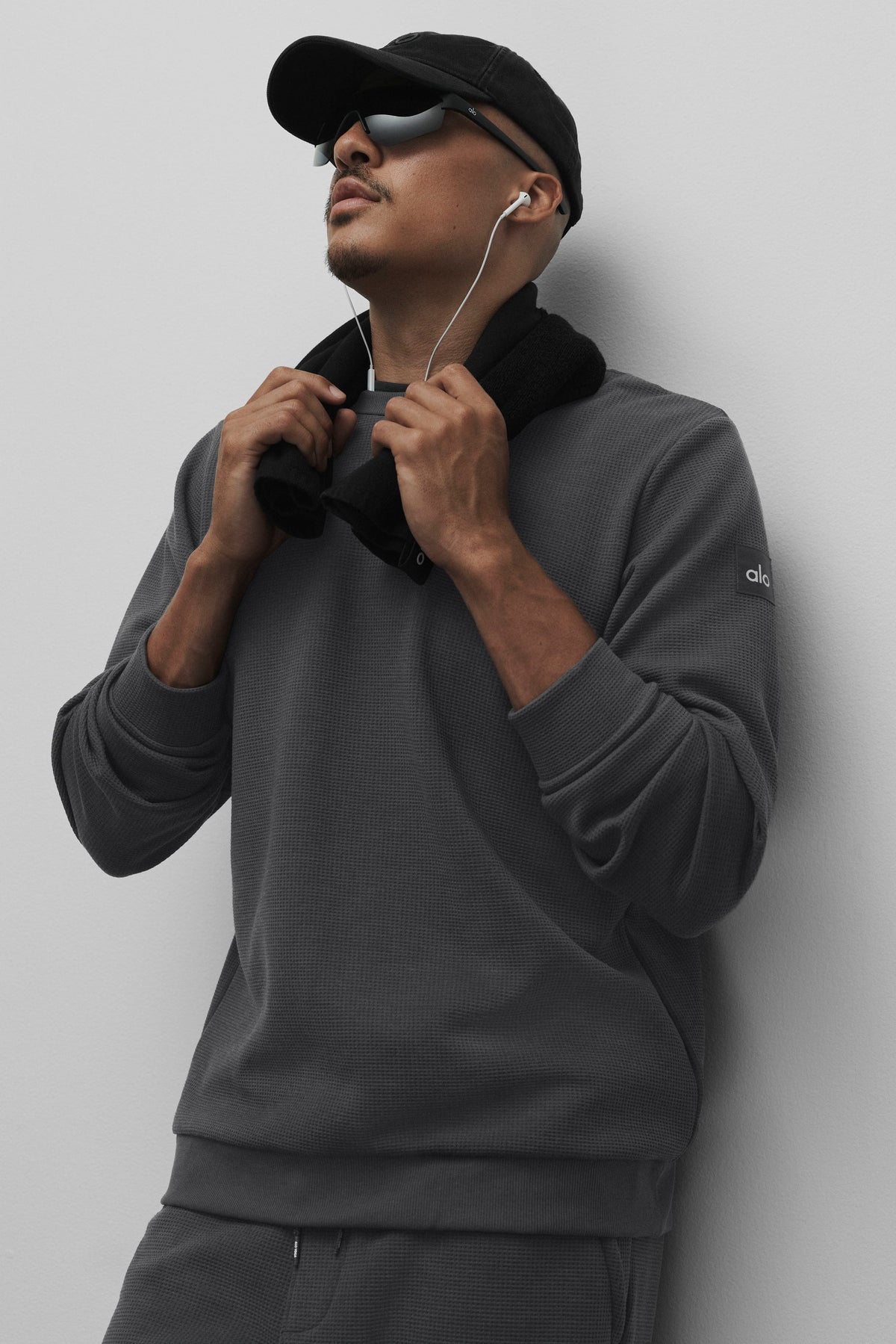 Waffle Lounge Long Sleeve Crew - Anthracite