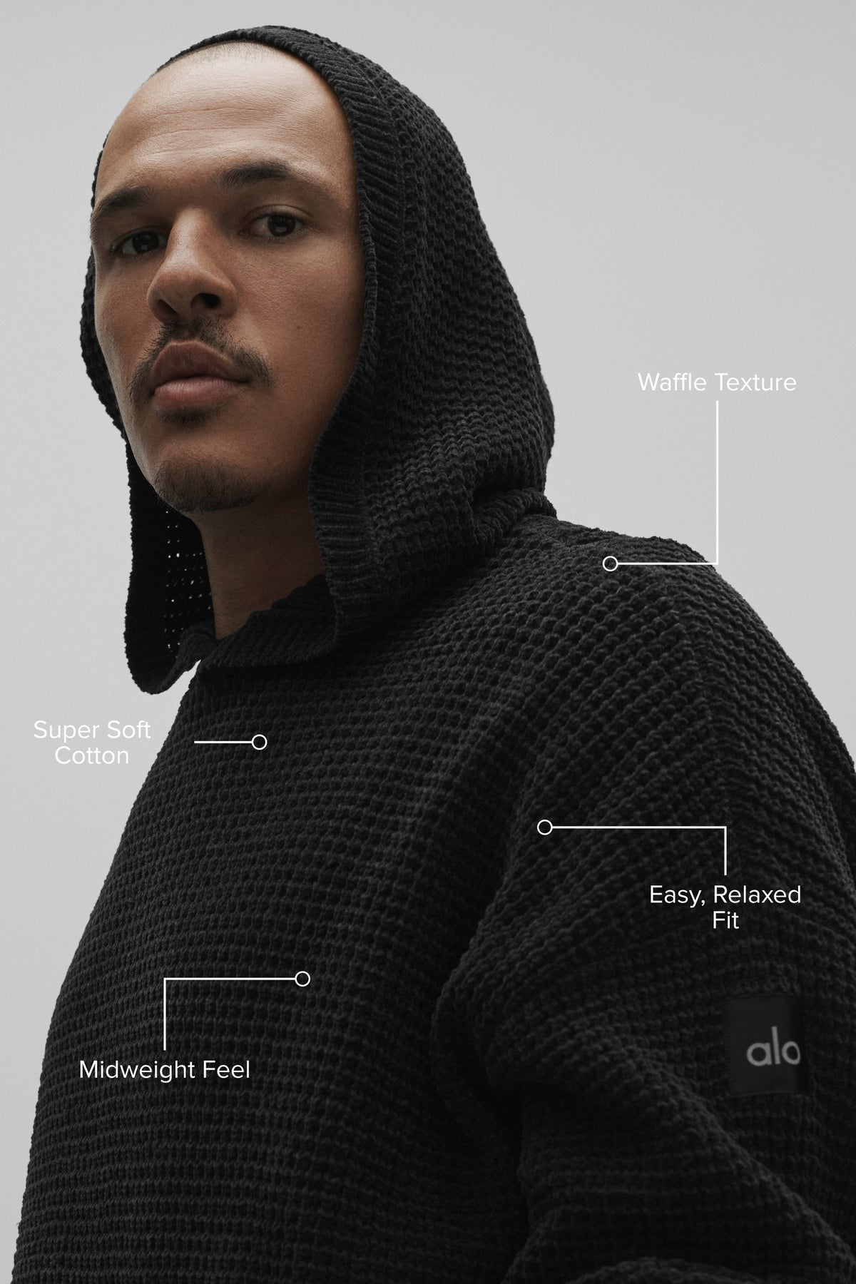 Waffle Chenille Edition Hoodie - Black