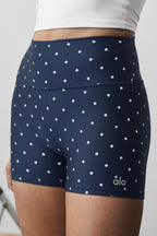 3" Airlift Polka Dot High-Waist Short - Navy/White